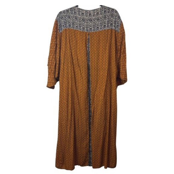 Fab'rik orange long patterned kimono-style open front cardigan size 1 - Picture 7 of 9